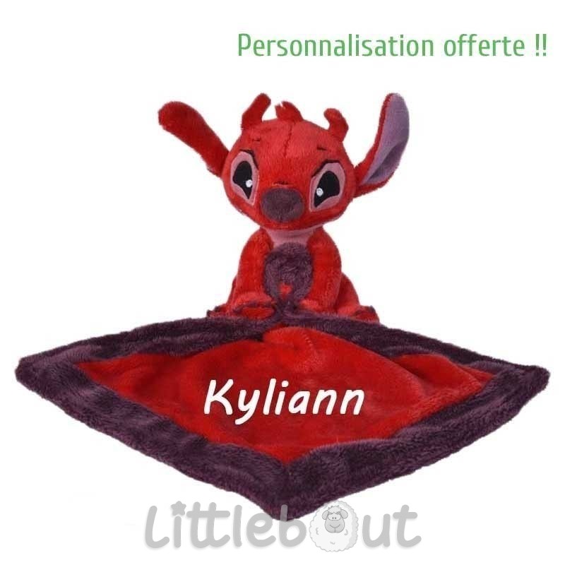 Doudou stitch rouge personnalisé